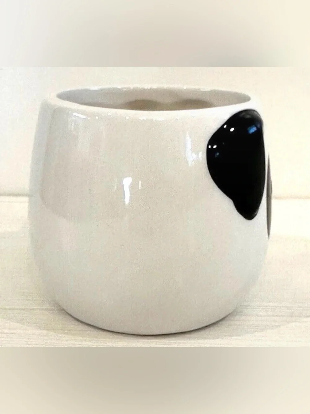 Cute White Dog Face Ceramic Mug with Black Accents